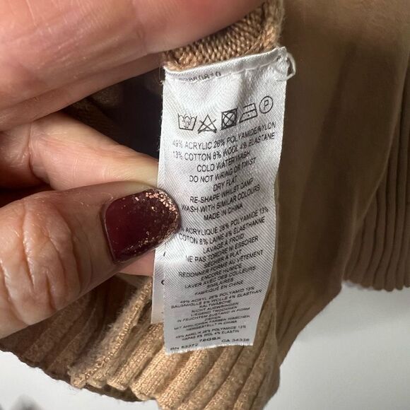 French Connection Camel Tan Brown V-neck Sweater Tunic - Picture 7 of 9